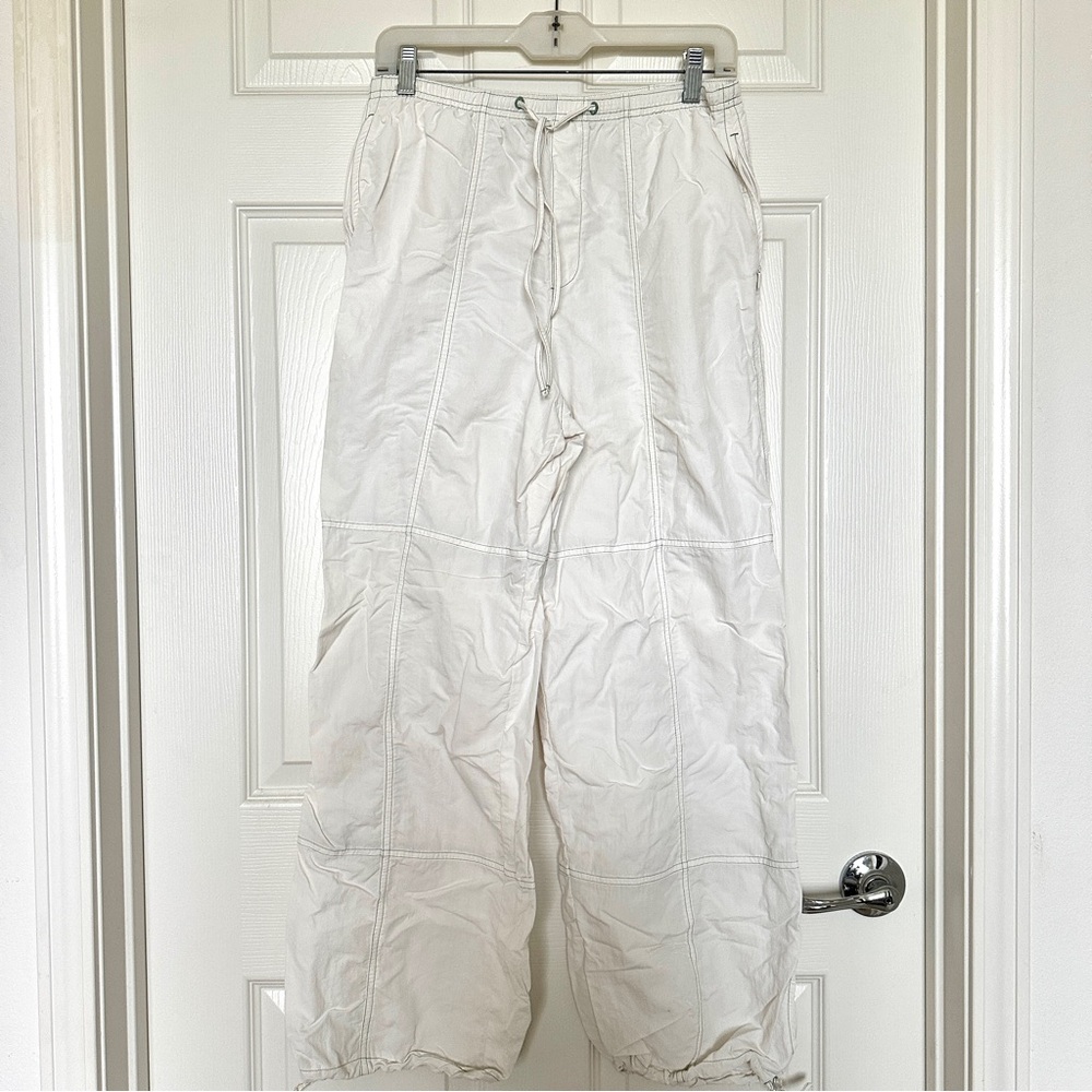 White Cargo Parachute Pants